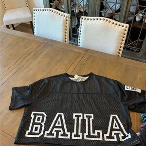 Zumba Fitness Black Crop Top with White 'BAILA' Logo